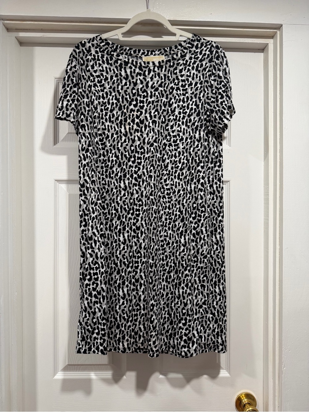 MICHAEL Michael Kors Black & White Leopard Print Mini Dress